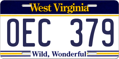 WV license plate OEC379