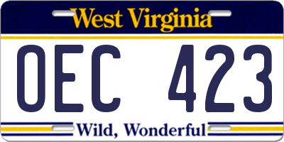 WV license plate OEC423