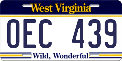 WV license plate OEC439