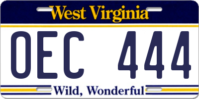 WV license plate OEC444
