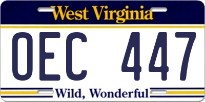 WV license plate OEC447