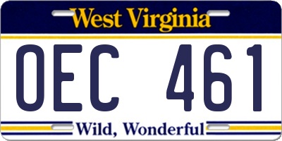 WV license plate OEC461