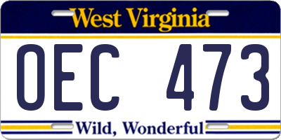 WV license plate OEC473