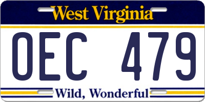 WV license plate OEC479