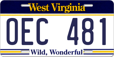 WV license plate OEC481