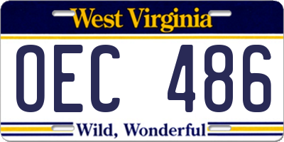 WV license plate OEC486
