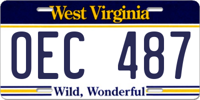 WV license plate OEC487