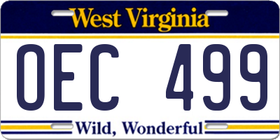 WV license plate OEC499