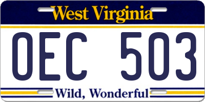 WV license plate OEC503