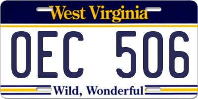 WV license plate OEC506