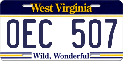 WV license plate OEC507