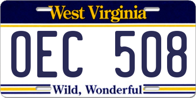 WV license plate OEC508