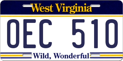 WV license plate OEC510
