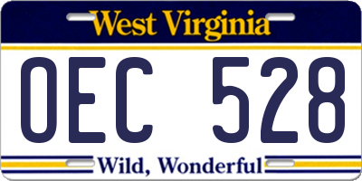 WV license plate OEC528