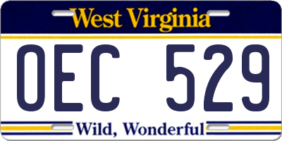 WV license plate OEC529