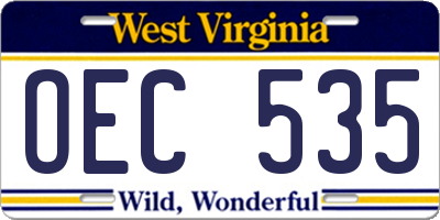 WV license plate OEC535