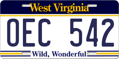WV license plate OEC542