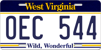 WV license plate OEC544