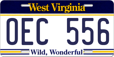 WV license plate OEC556
