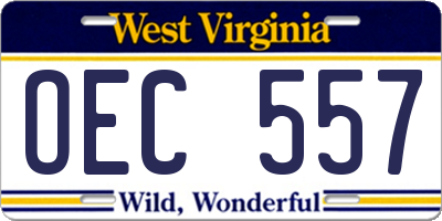 WV license plate OEC557