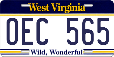WV license plate OEC565