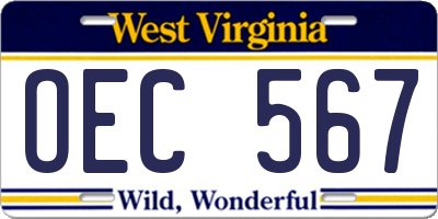 WV license plate OEC567