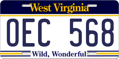 WV license plate OEC568