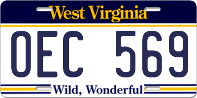 WV license plate OEC569
