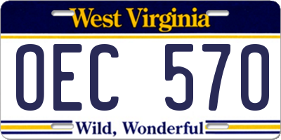 WV license plate OEC570