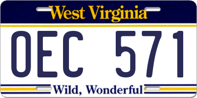 WV license plate OEC571