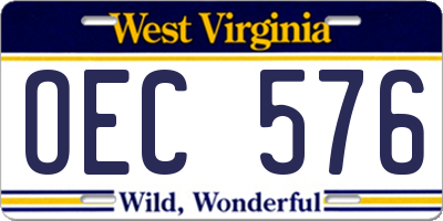 WV license plate OEC576