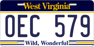 WV license plate OEC579