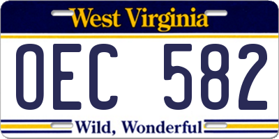 WV license plate OEC582
