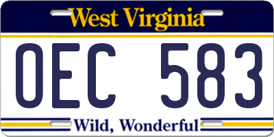 WV license plate OEC583