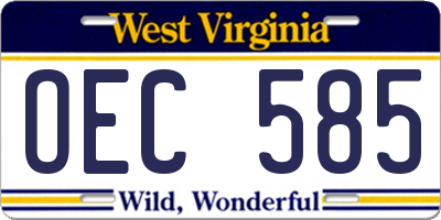 WV license plate OEC585