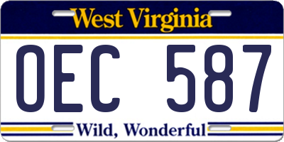 WV license plate OEC587