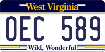 WV license plate OEC589