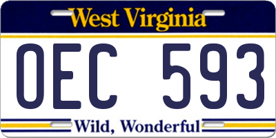 WV license plate OEC593