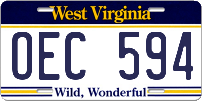 WV license plate OEC594