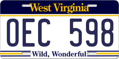 WV license plate OEC598
