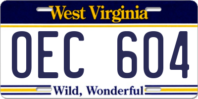 WV license plate OEC604