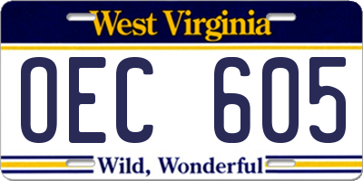 WV license plate OEC605