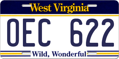 WV license plate OEC622