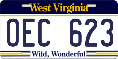 WV license plate OEC623