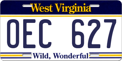 WV license plate OEC627