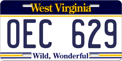 WV license plate OEC629