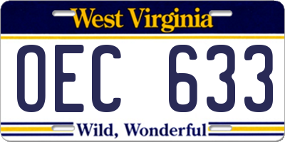 WV license plate OEC633
