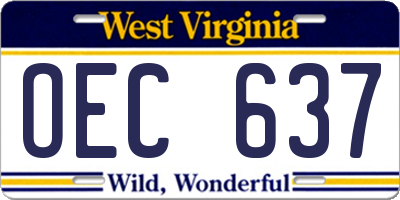 WV license plate OEC637
