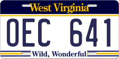 WV license plate OEC641