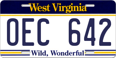 WV license plate OEC642